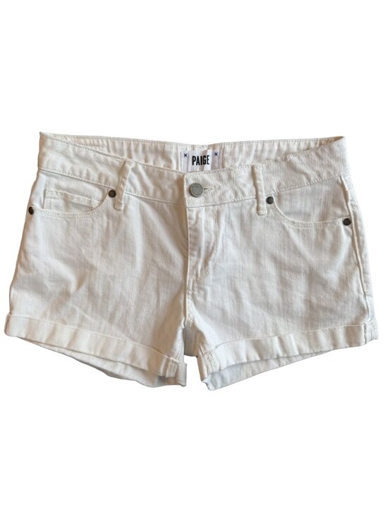 PAIGE Pants - PAIGE White Denim Shorts Size 26 Mid-Rise Cuffed